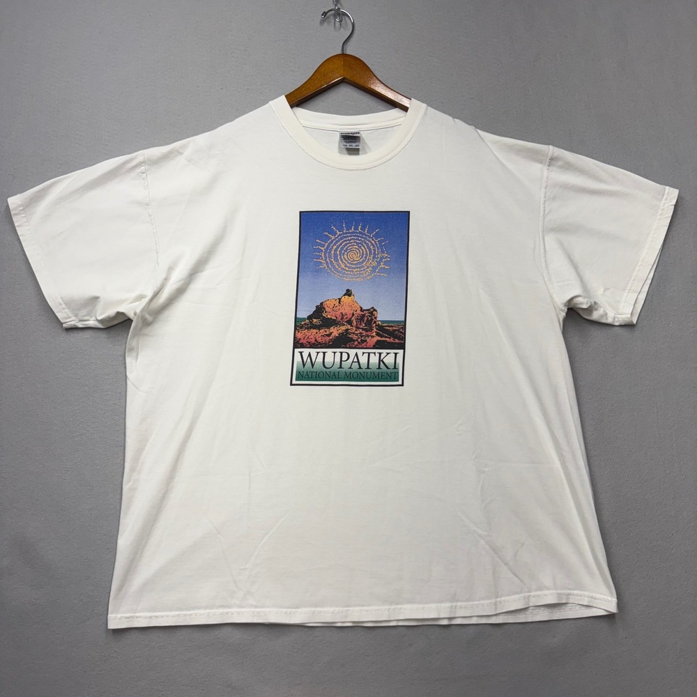 Jerzees T-Shirt Mens 3XL White Wupatki National Monument Y2K Graphic Tee Arizona